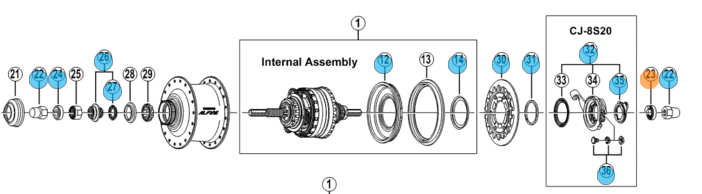 thumbnail image 2 of SHIMANO Spare Part Nexus N/Turn Washer 8L GN SHIMANO 2 of 11